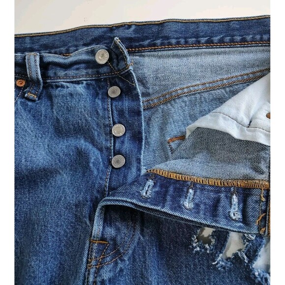 Denim Chaps LEVI 501 WOMEN Custom Cut Biker PUNK Jeans Distressed Custom 36x34 - Picture 4 of 14